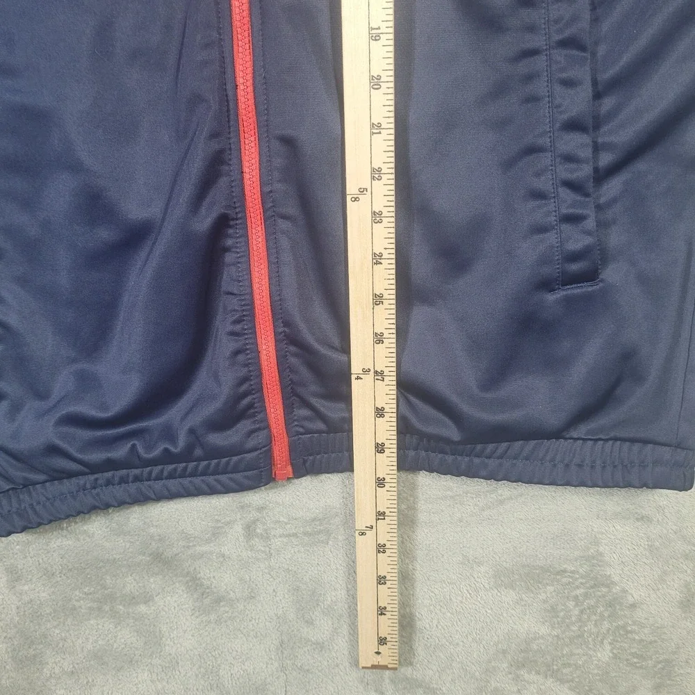 New England Patriots NFL Track Jacket Warm Up Apparel Mens Large Zip Up Blue Red